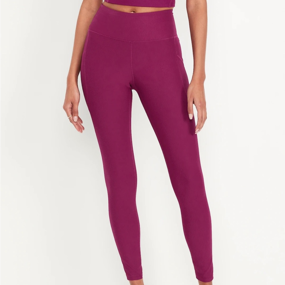 All in motion high rise ribbed 7/8 leggings cranberry size S
